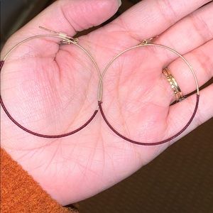 Gold and maroon wrapped hoops